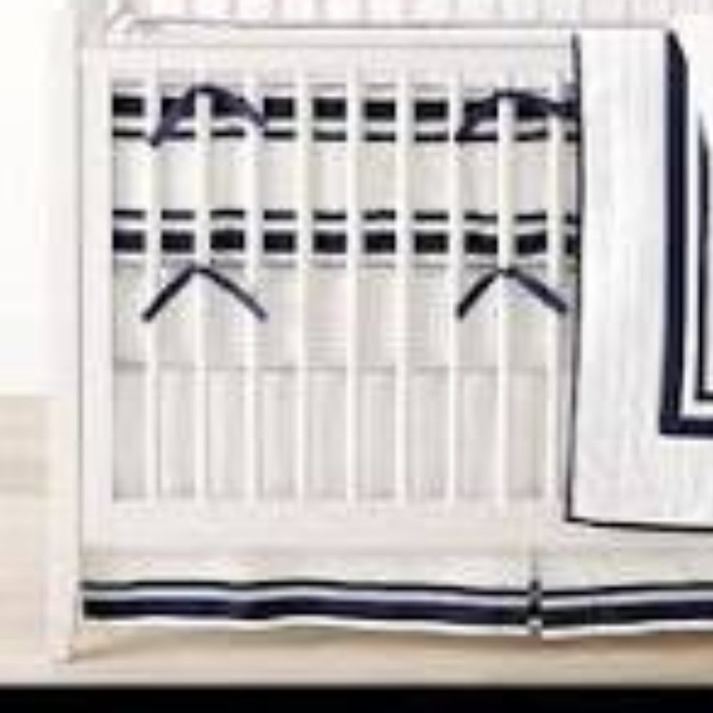 Pottery Barn Kids Harper 2 Piece Crib Bedding Set Navy White